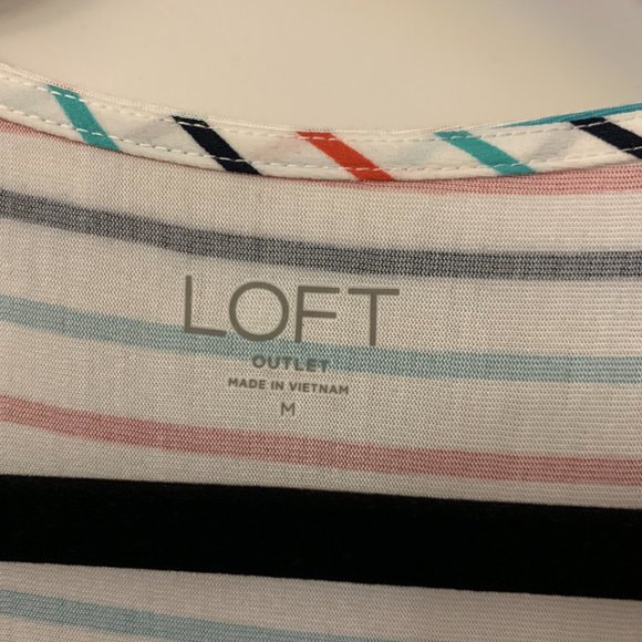 Loft Outlet Multi-Color Stripe Top Mixed Fabric, Size M. MOVING SALE!! - Picture 2 of 3